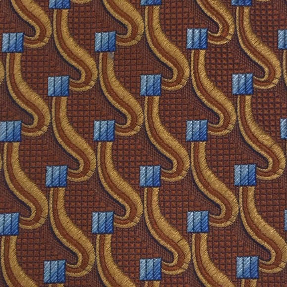 Jos. A. Bank Signature Collection Brown Blue Squares Elegant Office Tie Necktie - Picture 3 of 8